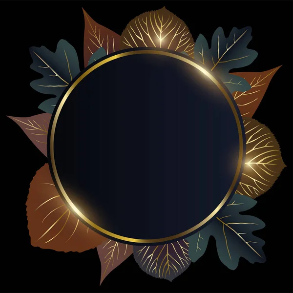 Luxurious Golden Circle Leaves Ornament Modern Luxurious Vector Background — Vetor de Stock