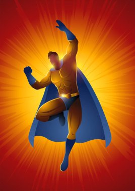 Cartoon illustration of a superhero flying, vector illustration
