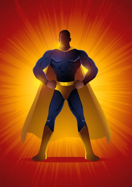 Cartoon Illustration Superhero Posing Hands Hips — Stock vektor