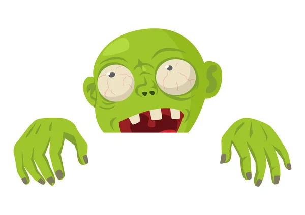 Simple Flat Cartoon Illustration Zombie Peeking Wall Halloween Vector Illustration — Image vectorielle