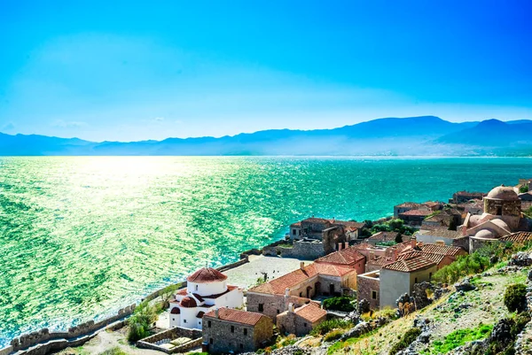 Ville fortifiée Monemvasia Laconia, Grèce, Péloponnèse — Photo