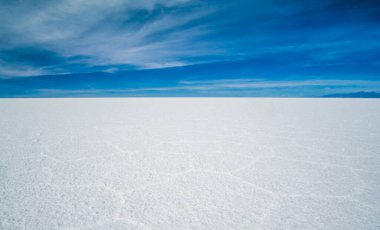 View of the amazing Salar de Uyuni Salt Flats in Bolivia. High quality photo