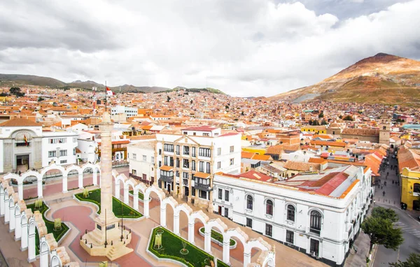 Panoramic View City Main Square Potosi Wirhthe Famous Cerro Rico — Stock fotografie