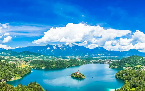 Vista Del Lago Bled Las Montañas Karavanke Gorenjska Eslovenia Foto — Foto de Stock