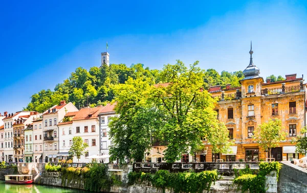 Casas Tadicionales Eslovenas Río Ljuljanica Liubliana Eslovenia Foto Alta Calidad — Foto de Stock