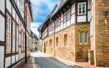 Goslar 'daki Tarihi Şehir, UNESCO Dünya Mirası Sitesi, Goslar, Harz, Aşağı Saksonya, Almanya, Avrupa. Yüksek kalite fotoğraf
