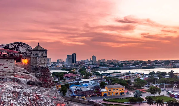 Вид Захід Сонця Над Картахеною Колумбії Фотографія Високої Якості — стокове фото