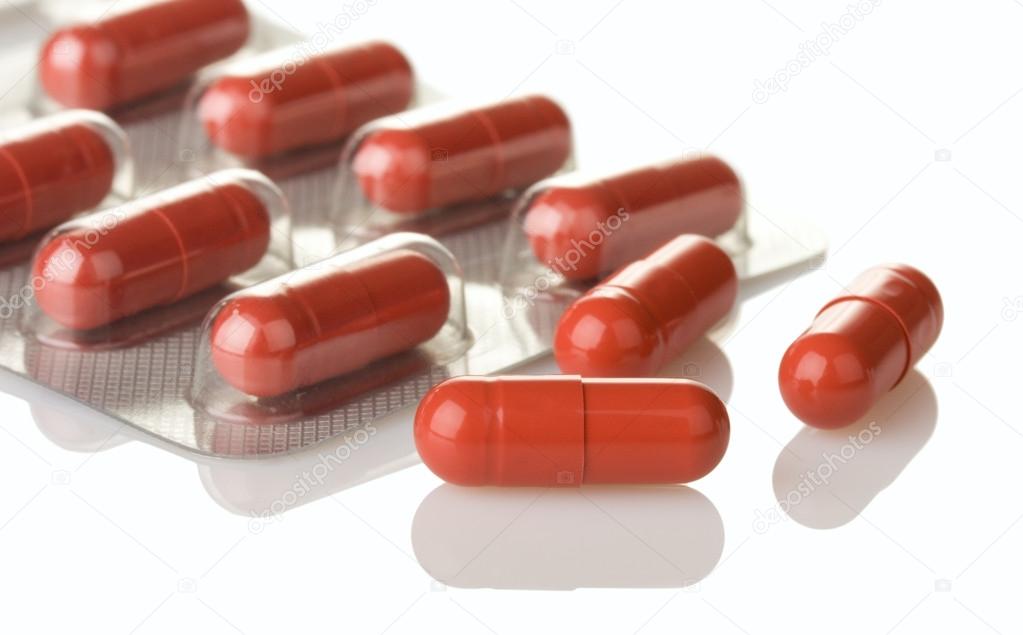 Red medical pills