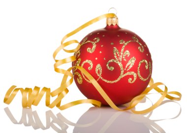 Sarı kurdele ile Noel top