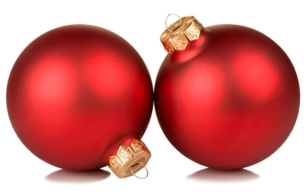 Дві червоні різдвяні кульки — стокове фото