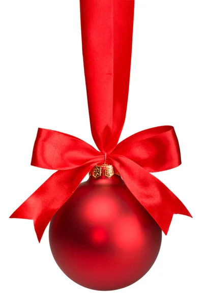 Red christmas ball hanging — Stock Photo, Image