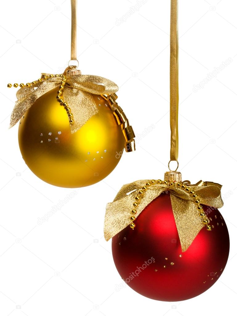 red and golden christmas balls