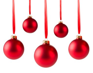 beş kırmızı Noel top asılı