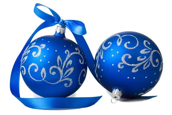Modrý vánoční koule Stock Obrázky