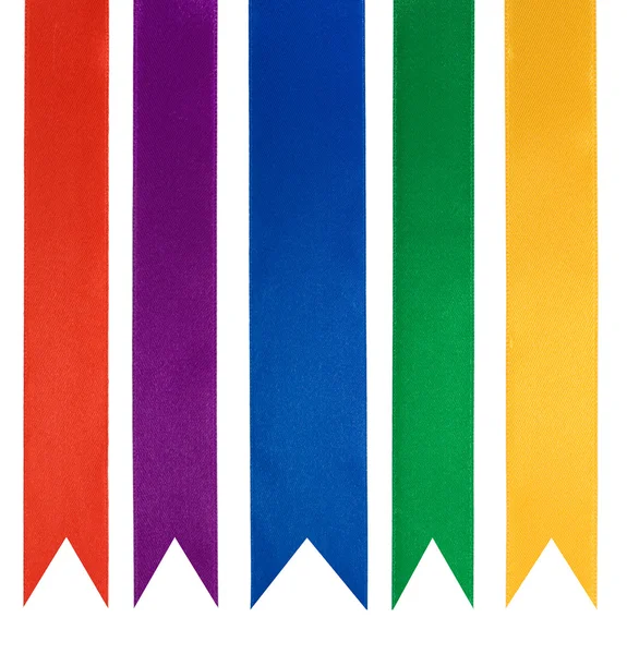 Sammlung von fünf verschiedenen Farbbändern Stockbild