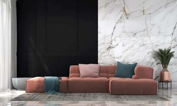 Home Decoration Modern Cozy Living Room Interior Design Empty Wall — Stock Photo, Image