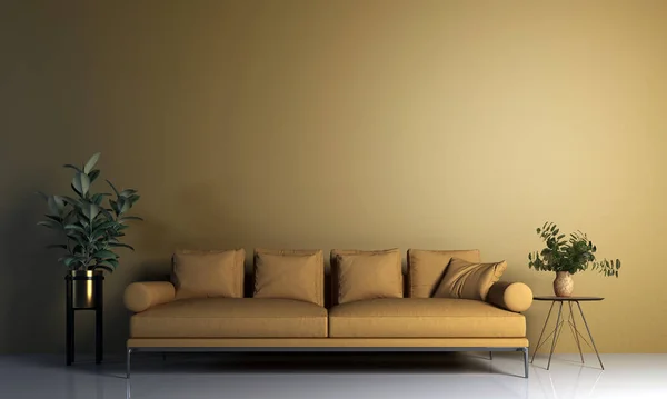 Modern Design Living Room Decorative Mock Sofa Empty Wall Texture — Stock Photo, Image