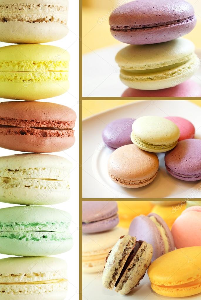 Pastel colored macarons collection set