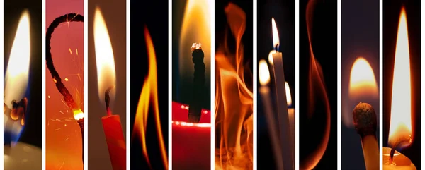 Burning Candles Matches Fireworks Black Background — Stock Photo, Image