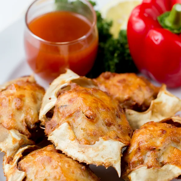 Caranguejo frito e carne de porco picada comida tailandesa — Fotografia de Stock