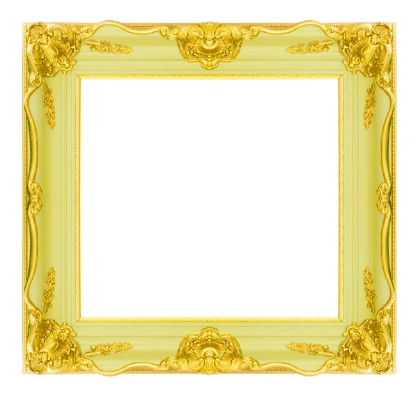 Moldura de ouro no fundo branco — Fotografia de Stock