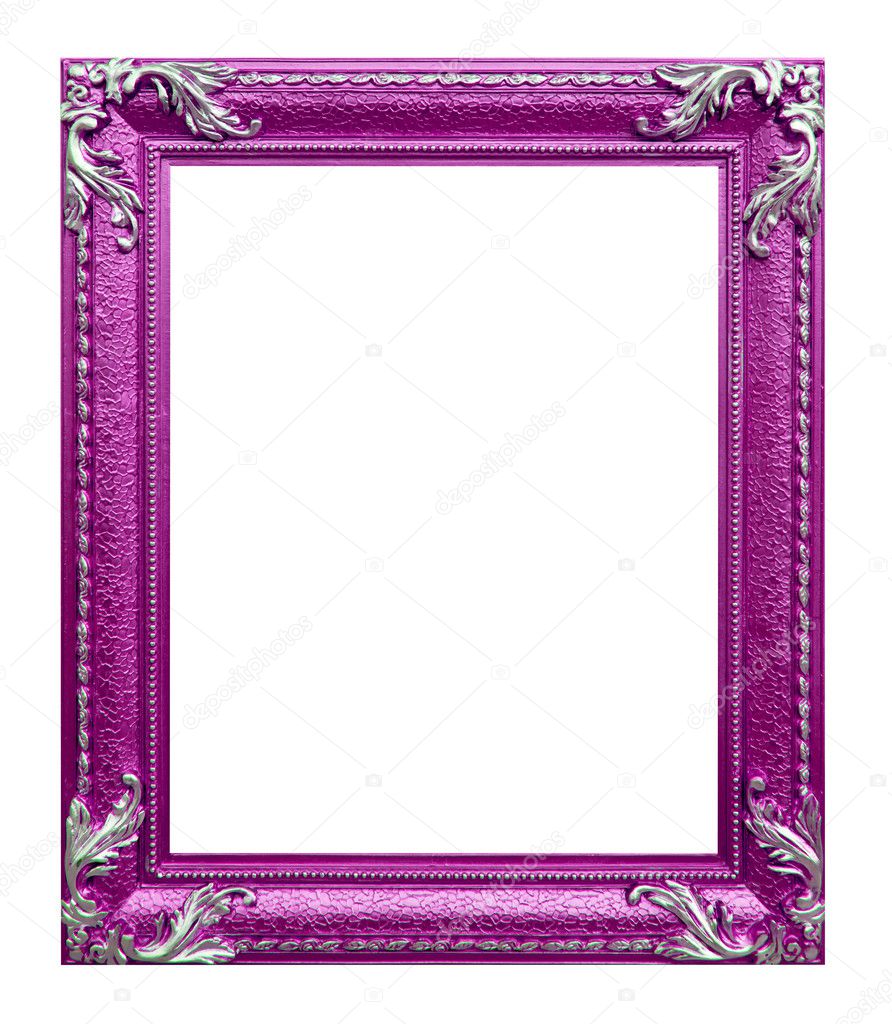 pink photo frame on the white background