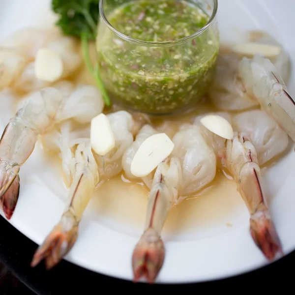 Camarão em molho de peixe, quente e picante — Fotografia de Stock