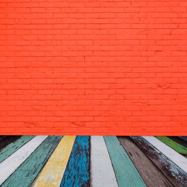 kırmızı tuğla duvar arka plan ile oda iç