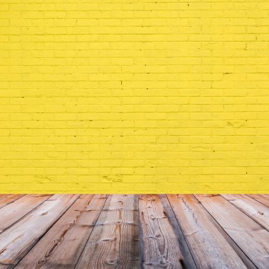 sarı tuğla duvar arka plan ile oda iç