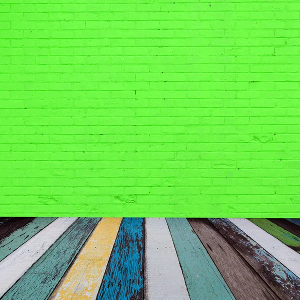 Інтер'єр кімнати з зеленим цегляним фоном стін — стокове фото