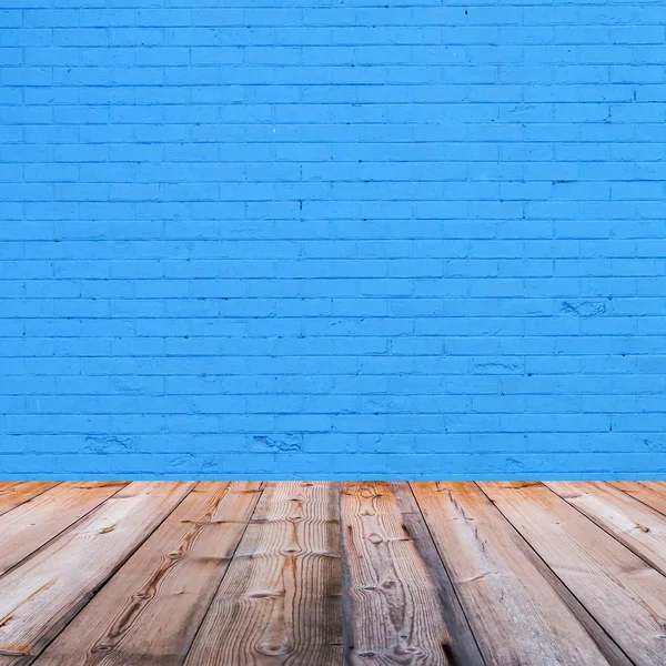 Kamer interieur met blauwe bakstenen muur achtergrond — Stockfoto