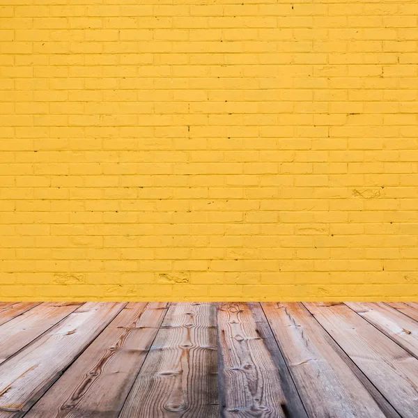 room interior with yellow brick wall background