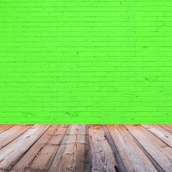 녹색 벽돌 벽 배경으로 룸 인테리어 — 스톡 사진