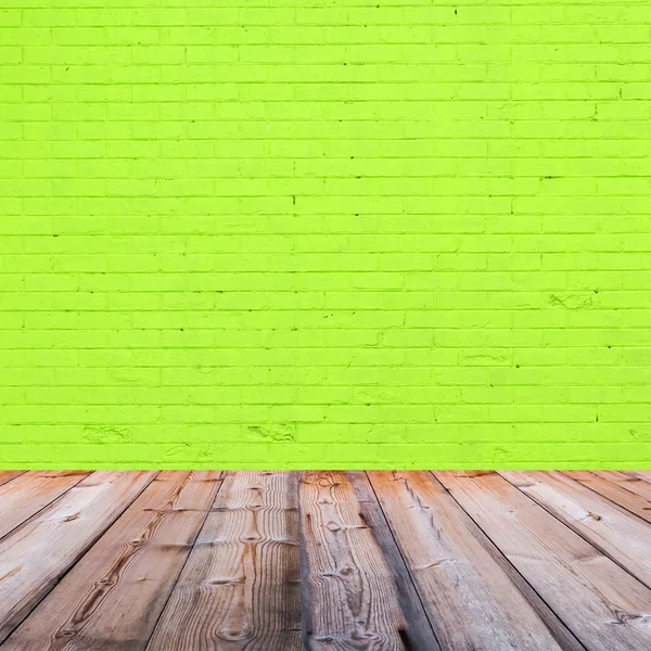 Kamer interieur met groene bakstenen muur achtergrond — Stockfoto