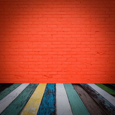 kırmızı tuğla duvar arka plan ile oda iç