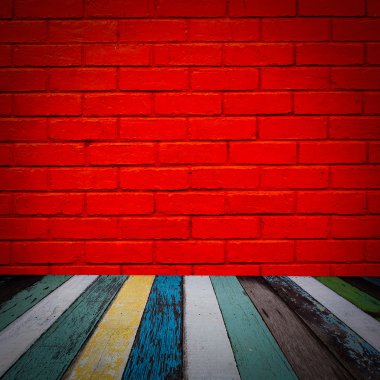 kırmızı tuğla duvar arka plan ile oda iç