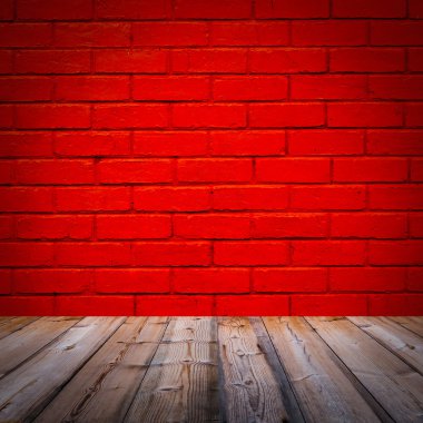 kırmızı tuğla duvar arka plan ile oda iç