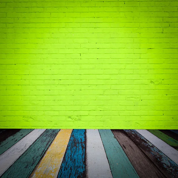 Oda iç yeşil tuğla duvar kökenli — Stok fotoğraf