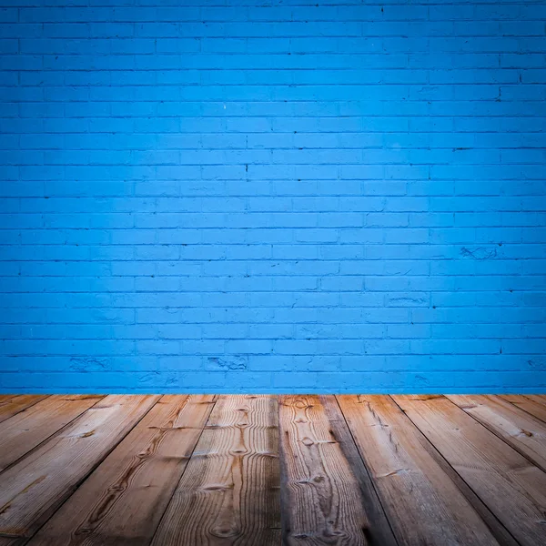 Camera interna con sfondo muro di mattoni blu — Foto Stock