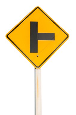 Yol işareti beyaz arkaplanda izole edildi