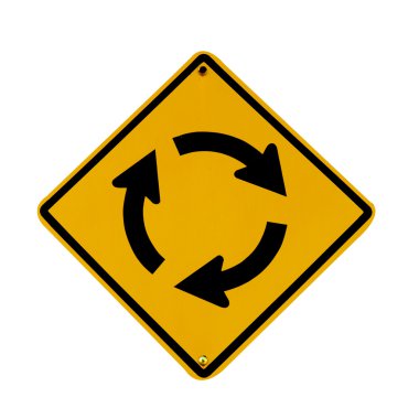 Yol işareti beyaz arkaplanda izole edildi