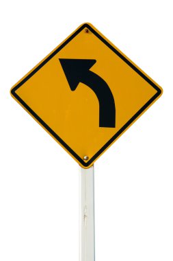 Yol işareti beyaz arkaplanda izole edildi