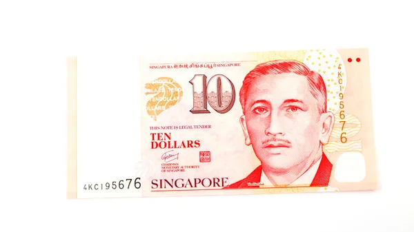 Singapura dinheiro no fundo branco — Fotografia de Stock