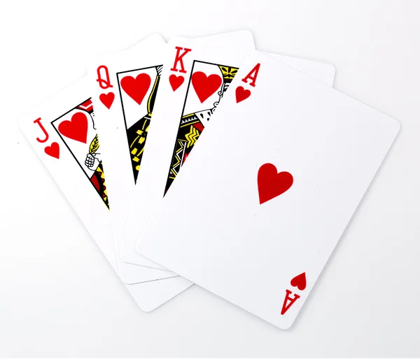 Jogando cartas - isolado no fundo branco — Fotografia de Stock