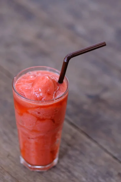 water melon fruit juice frappe on wood table