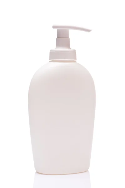 Valkoinen tyhjä pullo spray — kuvapankkivalokuva