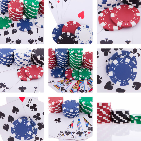 Collage of images poker theme