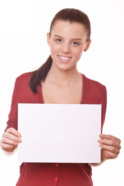 Femme avec tableau blanc — Photo