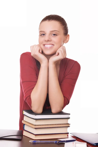 Colegiala joven con libros — Foto de Stock