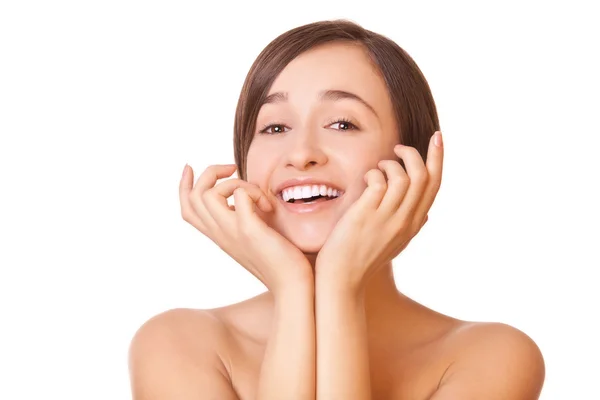 Mujer sonriente con piel sana — Foto de Stock